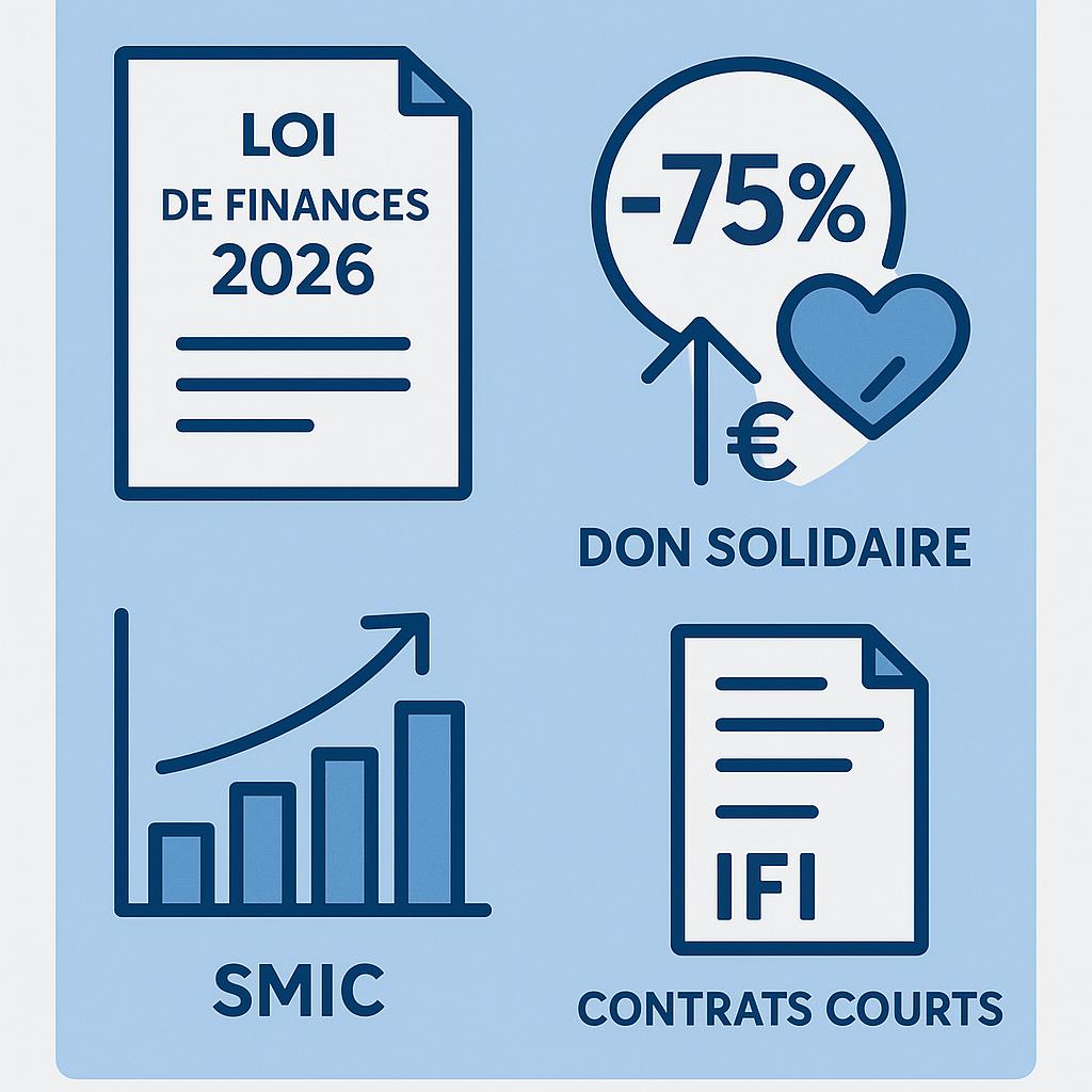Loi de finances 2026 : plafond des dons à 75 % relevé et abattement contrats courts revalorisé