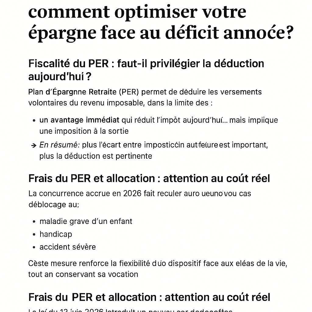 Retraite 2026 : Réforme, PER, CSG… Comment optimiser votre épargne face au déficit annoncé ?