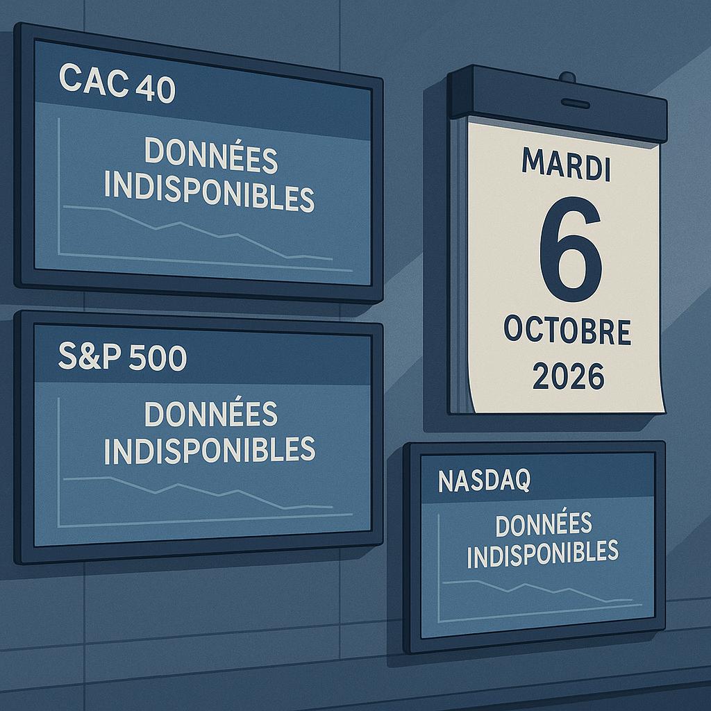 Bourse du 6 octobre 2026 : cotations du CAC 40, S&P 500 et Nasdaq indisponibles